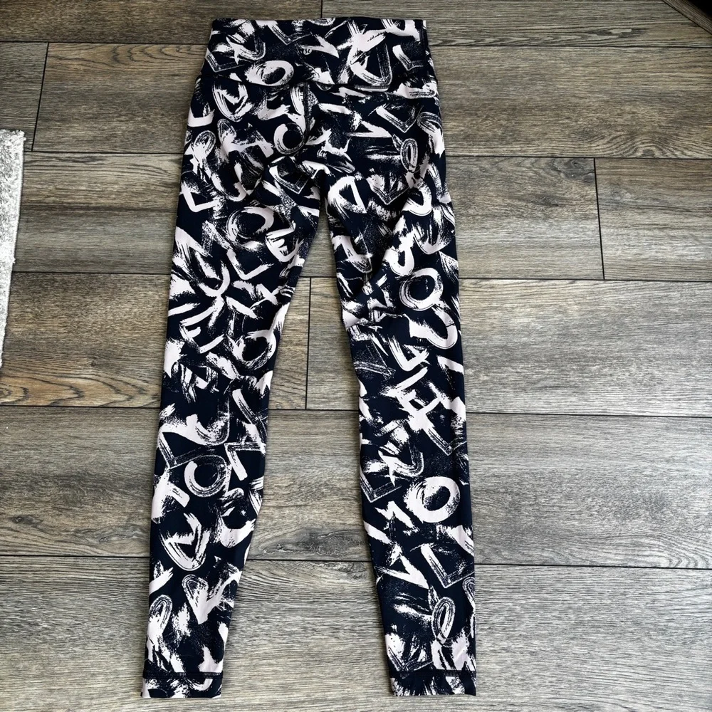 Lululemon Wunder Under High Rise Tight Leggings Graffiti Pop Navy Sz 6